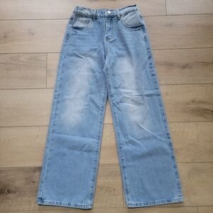 NWOT Fulihug Jeans Girls 13-14 Y Baggy Wide Leg High Elastic Waisted Denim Pants